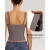 QINSEN Womens Tank Tops with Built in Bras Square Neck Double Lined Basic Sleeveless Workout Tops(Dark Grey)