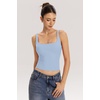 QINSEN Womens Tank Tops with Built in Bras Square Neck Double Lined Basic Sleeveless Workout Tops(Denim Blue)