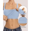 QINSEN Womens Tank Tops with Built in Bras Square Neck Double Lined Basic Sleeveless Workout Tops(Denim Blue)