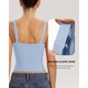 QINSEN Womens Tank Tops with Built in Bras Square Neck Double Lined Basic Sleeveless Workout Tops(Denim Blue)