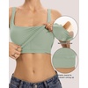 QINSEN Womens Tank Tops with Built in Bras Square Neck Double Lined Basic Sleeveless Workout Tops(Green)