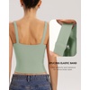 QINSEN Womens Tank Tops with Built in Bras Square Neck Double Lined Basic Sleeveless Workout Tops(Green)
