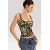 QINSEN Womens Tank Tops with Built in Bras Square Neck Double Lined Basic Sleeveless Workout Tops(Leopard)