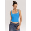 QINSEN Womens Tank Tops with Built in Bras Square Neck Double Lined Basic Sleeveless Workout Tops(Peacock Blue)