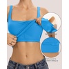 QINSEN Womens Tank Tops with Built in Bras Square Neck Double Lined Basic Sleeveless Workout Tops(Peacock Blue)