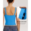 QINSEN Womens Tank Tops with Built in Bras Square Neck Double Lined Basic Sleeveless Workout Tops(Peacock Blue)