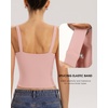 QINSEN Womens Tank Tops with Built in Bras Square Neck Double Lined Basic Sleeveless Workout Tops(Pink)
