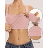 QINSEN Womens Tank Tops with Built in Bras Square Neck Double Lined Basic Sleeveless Workout Tops(Pink)