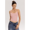 QINSEN Womens Tank Tops with Built in Bras Square Neck Double Lined Basic Sleeveless Workout Tops(Pink)