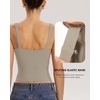 QINSEN Womens Tank Tops with Built in Bras Square Neck Double Lined Basic Sleeveless Workout Tops(Taupe Gray)