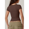 QINSEN Women’s Sexy Deep V Neck T Shirts Double Lined Short Sleeve Crop Tops Casual Basic Going Out Top