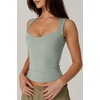 QINSEN Women’s Sweetheart Neck Sleeveless Crop Tank Form-Fitting Wide Strap Top for Casual Active Wear(Army Green)