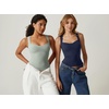 QINSEN Women’s Sweetheart Neck Sleeveless Crop Tank Form-Fitting Wide Strap Top for Casual Active Wear(Army Green)
