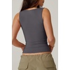 QINSEN Women’s Sweetheart Neck Sleeveless Crop Tank Form-Fitting Wide Strap Top for Casual Active Wear(Dark Grey)