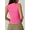 QINSEN Women’s Sweetheart Neck Sleeveless Crop Tank Form-Fitting Wide Strap Top for Casual Active Wear(Hot Pink)