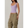 QINSEN Women’s Sweetheart Neck Sleeveless Crop Tank Form-Fitting Wide Strap Top for Casual Active Wear(Lavender Frost)