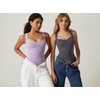 QINSEN Women’s Sweetheart Neck Sleeveless Crop Tank Form-Fitting Wide Strap Top for Casual Active Wear(Lavender Frost)