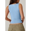 QINSEN Women’s Sweetheart Neck Sleeveless Crop Tank Form-Fitting Wide Strap Top for Casual Active Wear(Light Blue)