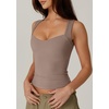 QINSEN Women’s Sweetheart Neck Sleeveless Crop Tank Form-Fitting Wide Strap Top for Casual Active Wear(Mushroom)