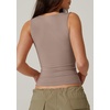 QINSEN Women’s Sweetheart Neck Sleeveless Crop Tank Form-Fitting Wide Strap Top for Casual Active Wear(Mushroom)