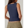QINSEN Women’s Sweetheart Neck Sleeveless Crop Tank Form-Fitting Wide Strap Top for Casual Active Wear(Navy)