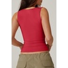 QINSEN Women’s Sweetheart Neck Sleeveless Crop Tank Form-Fitting Wide Strap Top for Casual Active Wear(Red)