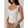 QINSEN Women’s Sweetheart Neck Sleeveless Crop Tank Form-Fitting Wide Strap Top for Casual Active Wear(White)
