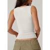 QINSEN Women’s Sweetheart Neck Sleeveless Crop Tank Form-Fitting Wide Strap Top for Casual Active Wear(White)