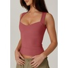 QINSEN Women’s Sweetheart Neck Sleeveless Crop Tank Form-Fitting Wide Strap Top for Casual Active Wear(Wine(marsala))