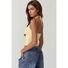 QINSEN Self Tie Halter Neck Basic Shirts for Womens Double Lined Slimming Fit Going Out Sleeveless Tops(Light Yellow)