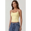 QINSEN Self Tie Halter Neck Basic Shirts for Womens Double Lined Slimming Fit Going Out Sleeveless Tops(Light Yellow)