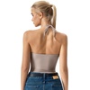 QINSEN Self Tie Halter Neck Basic Shirts for Womens Double Lined Slimming Fit Going Out Sleeveless Tops(Mushroom)