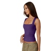 QINSEN Women’s Square Neck Sleeveless Double-Layer Tank Tops Basic Tight T Shirts(Dark Purple)