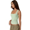 QINSEN Women’s Square Neck Sleeveless Double-Layer Tank Tops Basic Tight T Shirts(Light Viridian)