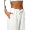 QINSEN Women’s Wrinkle-Free Wide Leg Palazzo Pants High Rise Flowy Drape Drawstring Elastic Waist Trousers with Pockets(Beige)