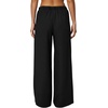 QINSEN Women’s Wrinkle-Free Wide Leg Palazzo Pants High Rise Flowy Drape Drawstring Elastic Waist Trousers with Pockets(Black)