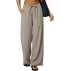 QINSEN Women’s Wrinkle-Free Wide Leg Palazzo Pants High Rise Flowy Drape Drawstring Elastic Waist Trousers with Pockets(Gray Morn)