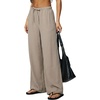 QINSEN Women’s Wrinkle-Free Wide Leg Palazzo Pants High Rise Flowy Drape Drawstring Elastic Waist Trousers with Pockets(Gray Morn)