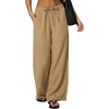 QINSEN Women’s Wrinkle-Free Wide Leg Palazzo Pants High Rise Flowy Drape Drawstring Elastic Waist Trousers with Pockets(Nomad Taupe)