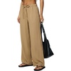 QINSEN Women’s Wrinkle-Free Wide Leg Palazzo Pants High Rise Flowy Drape Drawstring Elastic Waist Trousers with Pockets(Nomad Taupe)