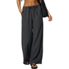 QINSEN Women’s Wrinkle-Free Wide Leg Palazzo Pants High Rise Flowy Drape Drawstring Elastic Waist Trousers with Pockets(Quiet Shade)