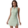 QINSEN Womens Zip Front Tennis Dress Polo Collar Racer Back Workout Golf Dresses Build in Shorts with Pockets(Smoke Green)