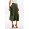 QINSEN Women’s Elegant Flowy Pleated Chiffon Skirts Summer A-line Swing Midi Skirts Casual Elastic Waist Soft Lining(Army Green)