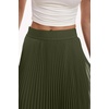 QINSEN Women’s Elegant Flowy Pleated Chiffon Skirts Summer A-line Swing Midi Skirts Casual Elastic Waist Soft Lining(Army Green)