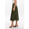 QINSEN Women’s Elegant Flowy Pleated Chiffon Skirts Summer A-line Swing Midi Skirts Casual Elastic Waist Soft Lining(Army Green)