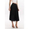 QINSEN Women’s Elegant Flowy Pleated Chiffon Skirts Summer A-line Swing Midi Skirts Casual Elastic Waist Soft Lining(Black)