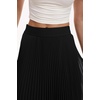 QINSEN Women’s Elegant Flowy Pleated Chiffon Skirts Summer A-line Swing Midi Skirts Casual Elastic Waist Soft Lining(Black)