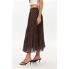 QINSEN Women’s Elegant Flowy Pleated Chiffon Skirts Summer A-line Swing Midi Skirts Casual Elastic Waist Soft Lining(Brown Polka Dot)