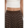 QINSEN Women’s Elegant Flowy Pleated Chiffon Skirts Summer A-line Swing Midi Skirts Casual Elastic Waist Soft Lining(Brown Polka Dot)