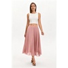 QINSEN Women’s Elegant Flowy Pleated Chiffon Skirts Summer A-line Swing Midi Skirts Casual Elastic Waist Soft Lining(Dusty Pink)
